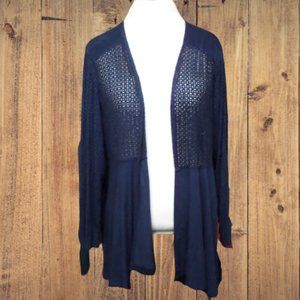 *SOLD* CATHERINES SUEDE CARDIGAN-SIZE 1X-BLUE